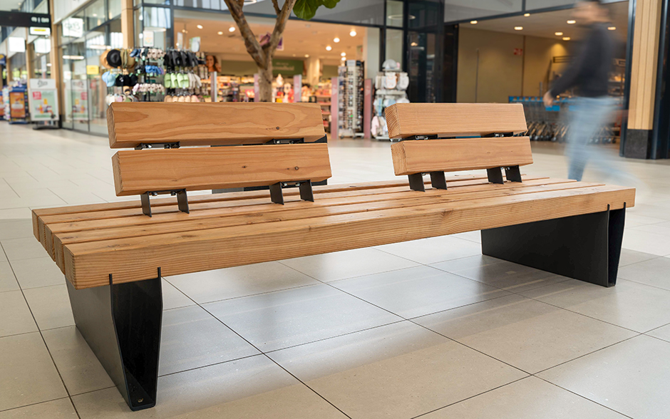 Robust Line bank enkel staal met rugsteunen