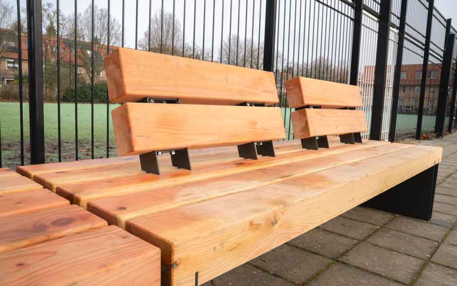 Robust Line bank enkel staal met rugsteunen