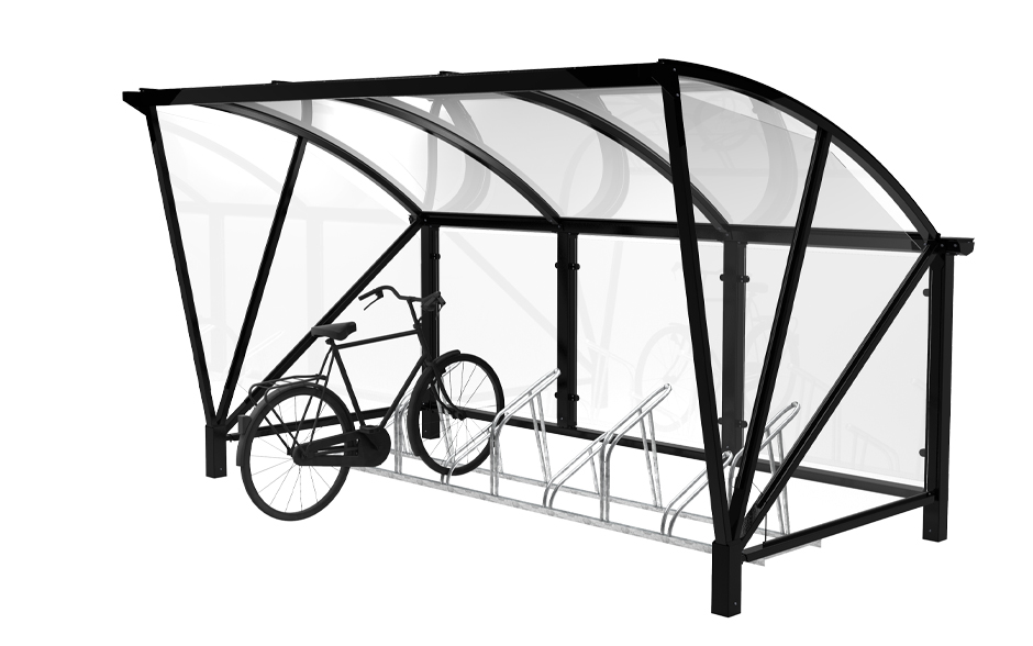 Riksja fietsoverkapping enkelzijdig open