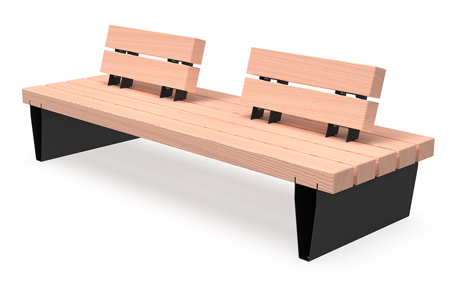 Robust Line bank enkel staal met rugsteunen