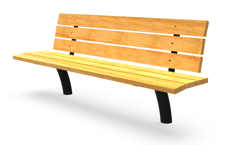 Delta bank hout enkelzijdig met rugleuning