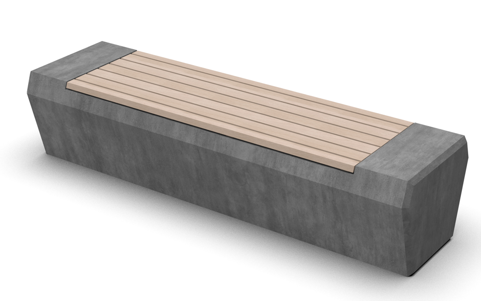 Rino bank circulair beton houten zitting