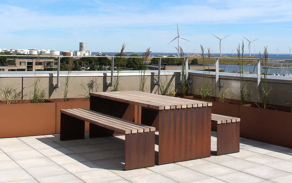 LINN picknickset cortenstaal & hout