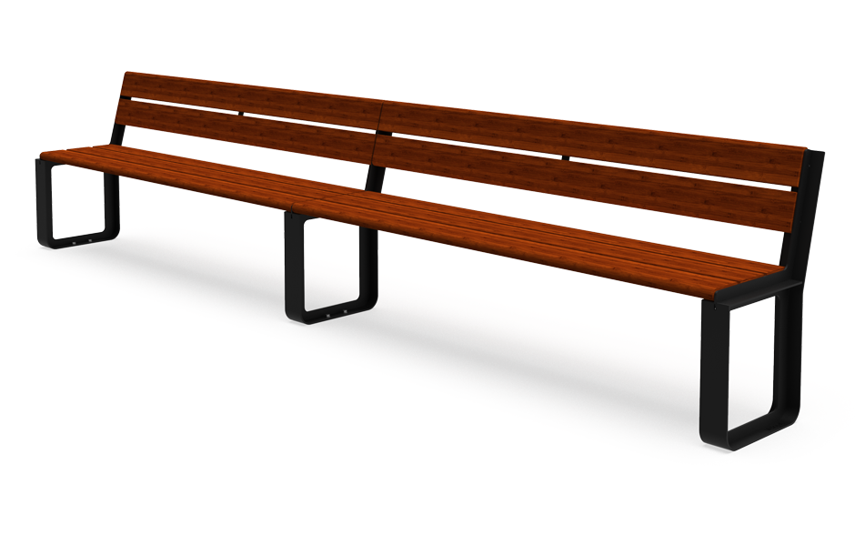 Reposa bank staal & bamboe met rugleuning aanbouw