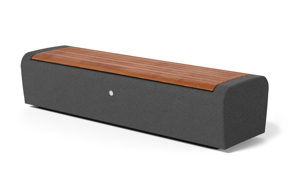 ONDA bank steen recht met hele houten zitting