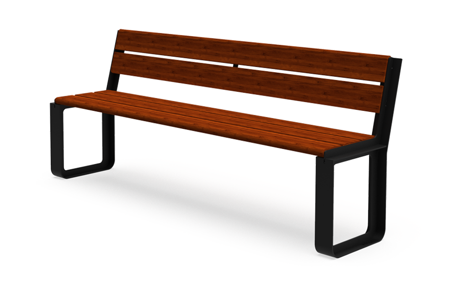 Reposa bank staal & bamboe met rugleuning