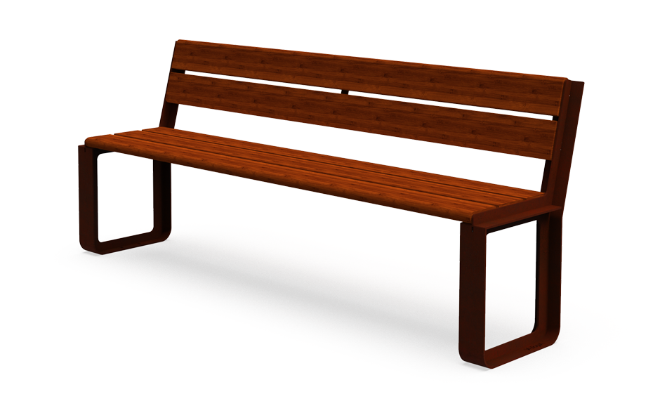 Reposa bank cortenstaal & bamboe met rugleuning