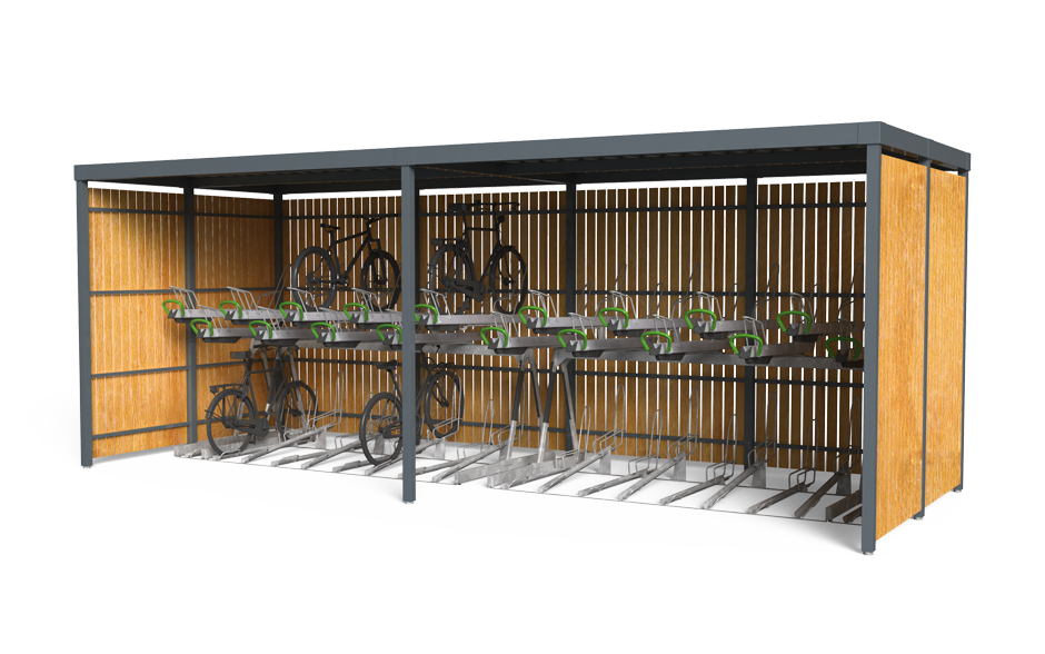 Paleto fietsenstalling verhoogd hout