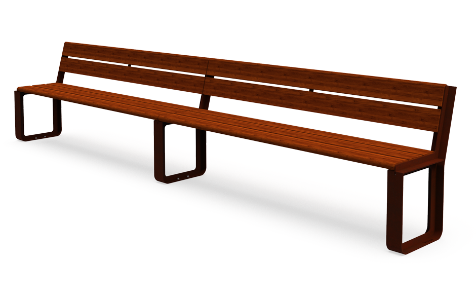 Reposa bank cortenstaal & bamboe met rugleuning aanbouw