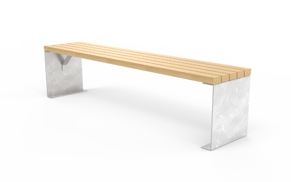 LINN bank staal & hout zonder rugleuning
