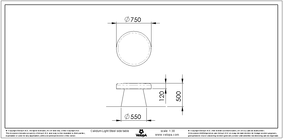 Calidum Light bijzettafel staal