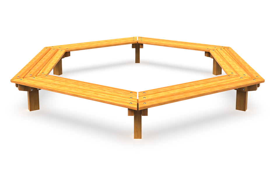 Timberstyle zeskant banksecties hout zonder rugleuning