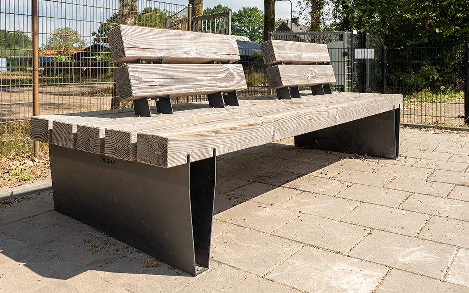 Robust Line bank enkel staal met rugsteunen