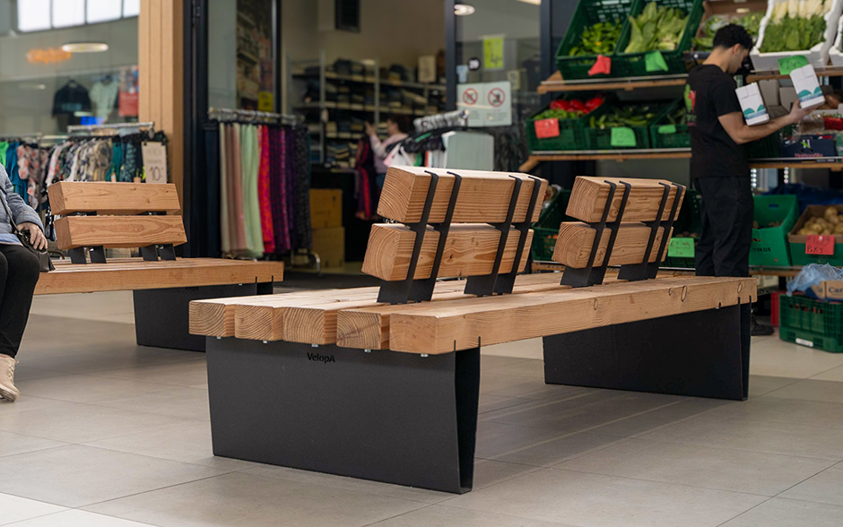 Robust Line bank enkel staal met rugsteunen