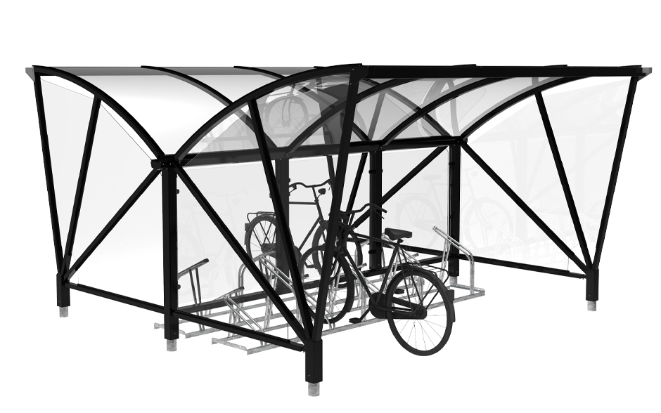 Riksja fietsoverkapping dubbelzijdig open