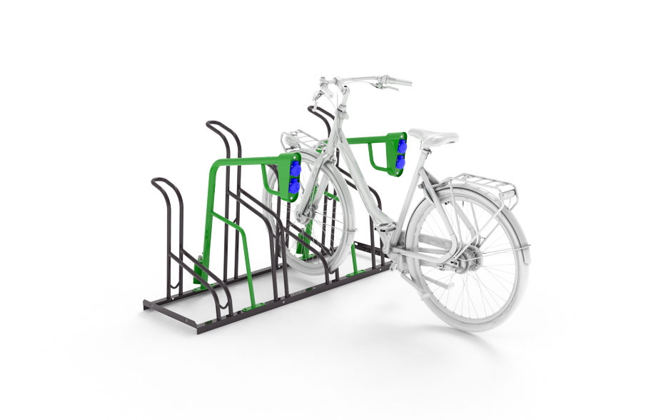 Variant 3 fietsenrek met oplaadpunten